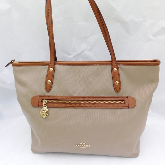 Coach Handbags - COACH SAWYER CANVAS LEATHER TRIM TOTE